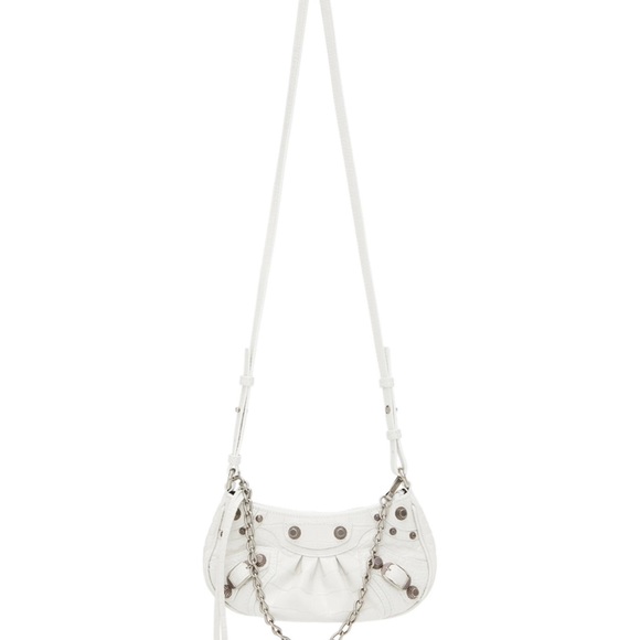 Balenciaga white LE CAGOLE MINI BAG WITH CHAIN CROCODILE EMBOSSED - Picture 4 of 7